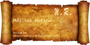 Mátai Rufina névjegykártya